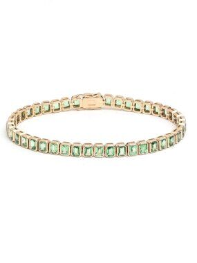 Lush Green 14K (Custom) Yellow Gold Emerald-Cut Bracelet